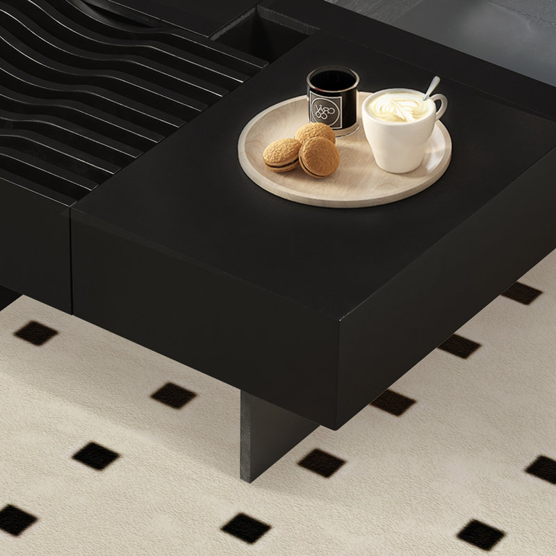 Table basse carrée à 3 tiroirs , Noir