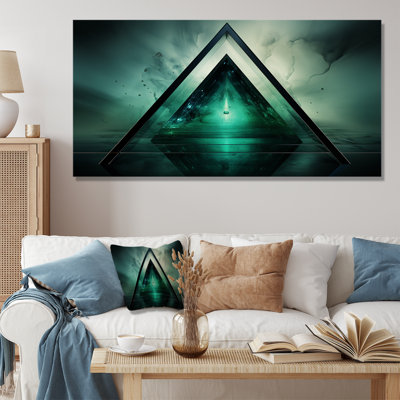 Green Abstract Echoes Of Piramid I - Geometric Wall Art