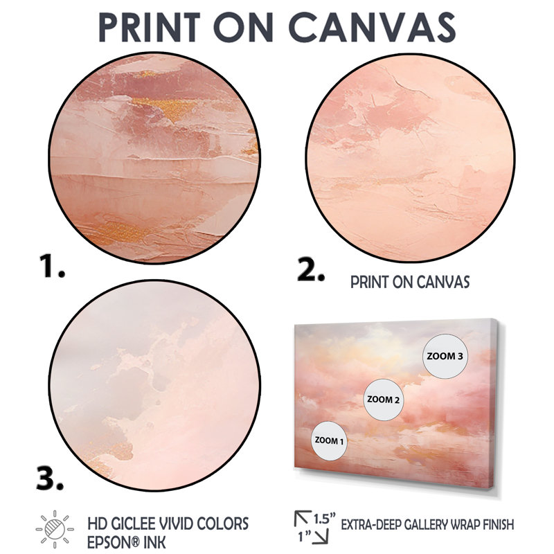 Palette rose nuage horizon - art mural moderne blanc 4 pièces, Noir, Impression encadrée sans passe-partout
