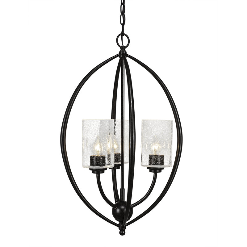 Lustre géométrique unique à 3 lumières Albreda, Bulle transparente, Granite noir