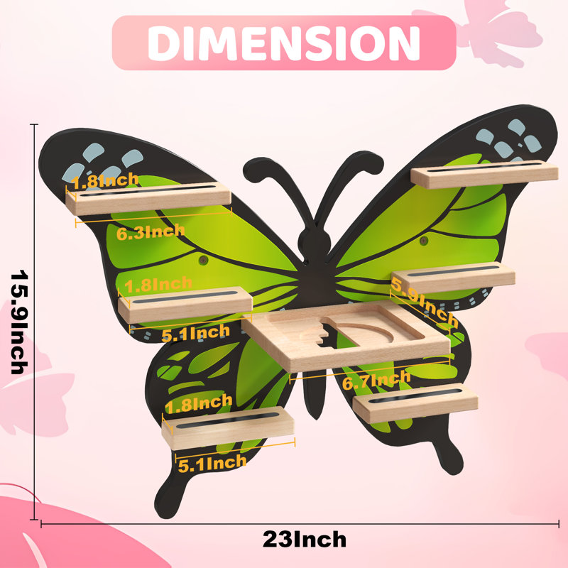 Tablette flottante en bois Green Butterfly pour tonies et boîtes