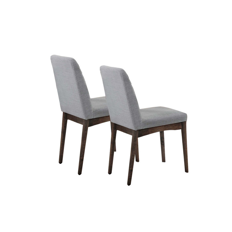 Chaise de salle à manger rembourrée en tissu gris, brun (ensemble de 2)