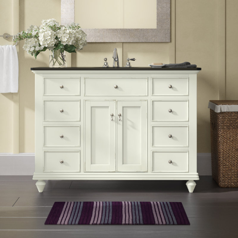 Otto 48'' Single Bathroom Vanity with Top, Antique White, Ivory White