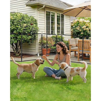 Parc d'extérieur pour chien 32 po - enclos pour animaux robuste en métal, 16 panneaux avec barrière, clôture portable