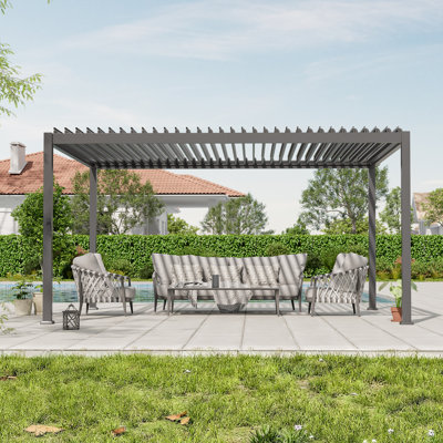 Pergola d'extérieur avec toit réglable, pavillon de jardin à persiennes en métal à toit rigide, pergola d'extérieur résistante aux intempéries pour patio, terrasse, porche, cour