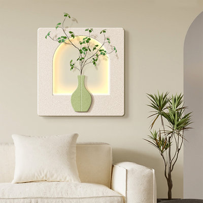 Simulation de grès, plante verte, peinture sur table de salle à manger