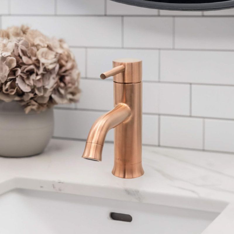 Lulani Aruba Single Hole Bathroom Faucet with Drain Assembly, Rose Gold
