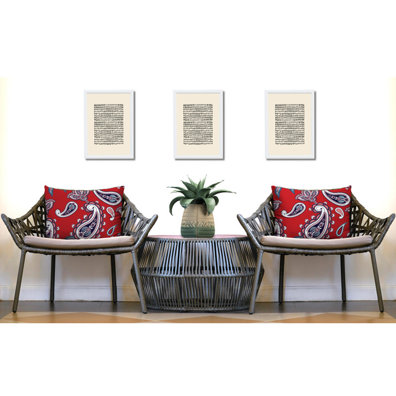 Paisley Outdoor Reversible Throw Pillow, Red