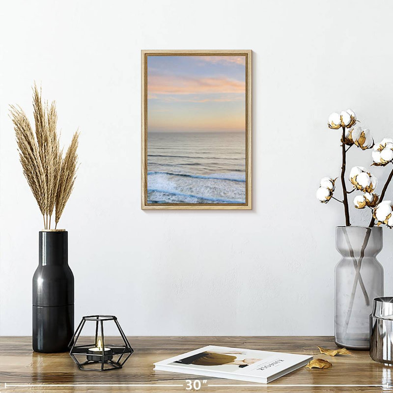Sunset On Redwoods Coast, Floating Frame Natural Wood, 9" x 13"
