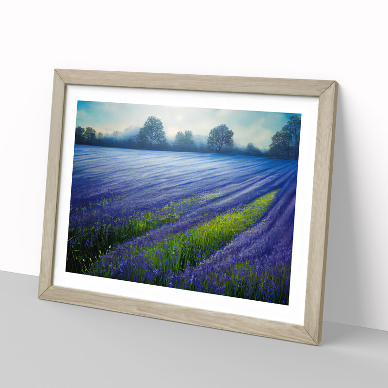 Magnetic Bluebell Field - Framed Print, 46cm H x 64cm W x 2cm D, Oak