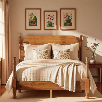 Vintage Platform Bed With Classically Turned Legs And Turned Spindle Posts