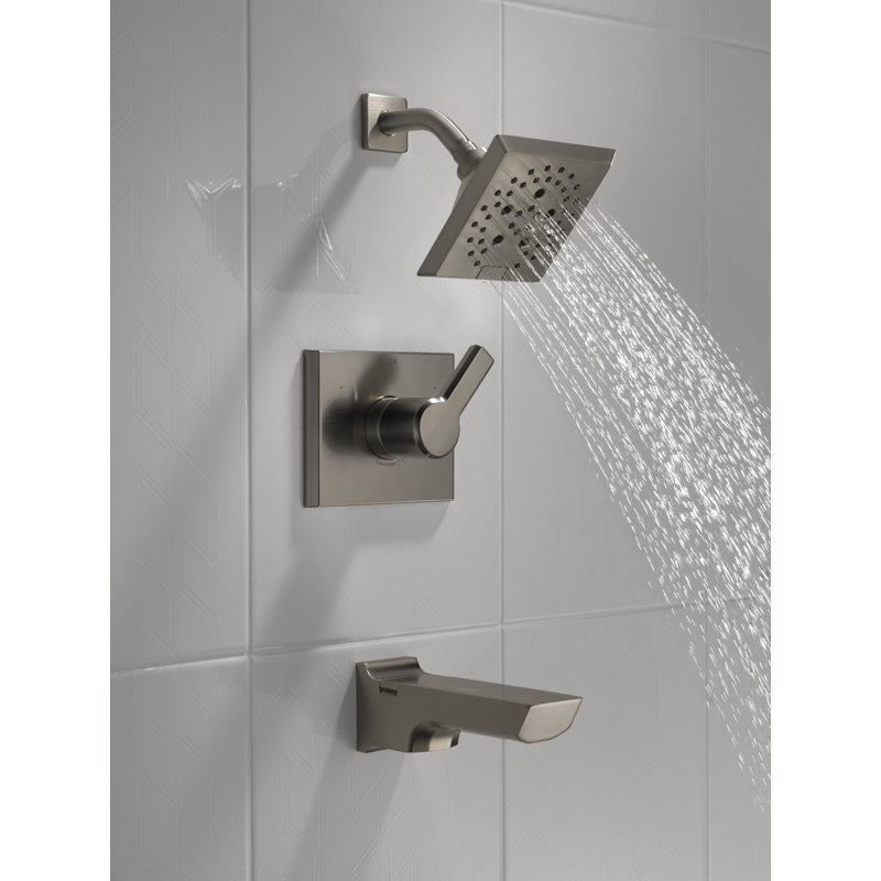 Pivotal® Tub and Shower Faucet with H2Okinetic® Technology, Lumicoat Black Stainless