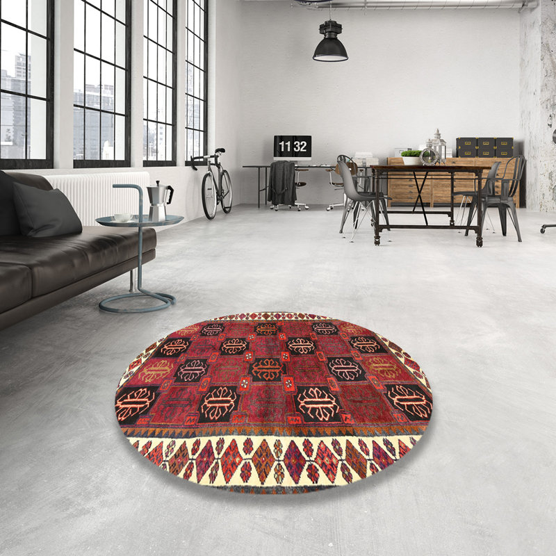 Tapis rouge à motif sud-ouest, Rond 7 pi