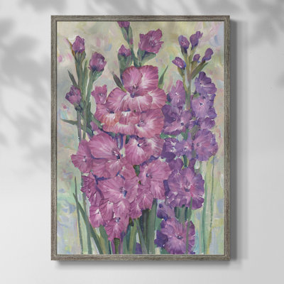 Gladiolas Blooming I, reproduction encadrée - bois massif