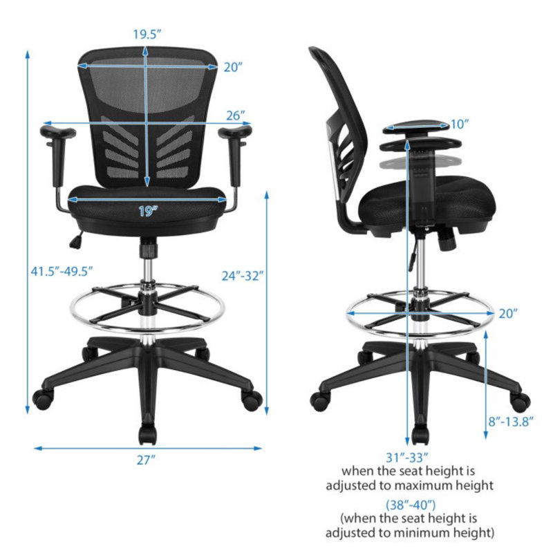 Chaise de bureau Jhanel, Noir