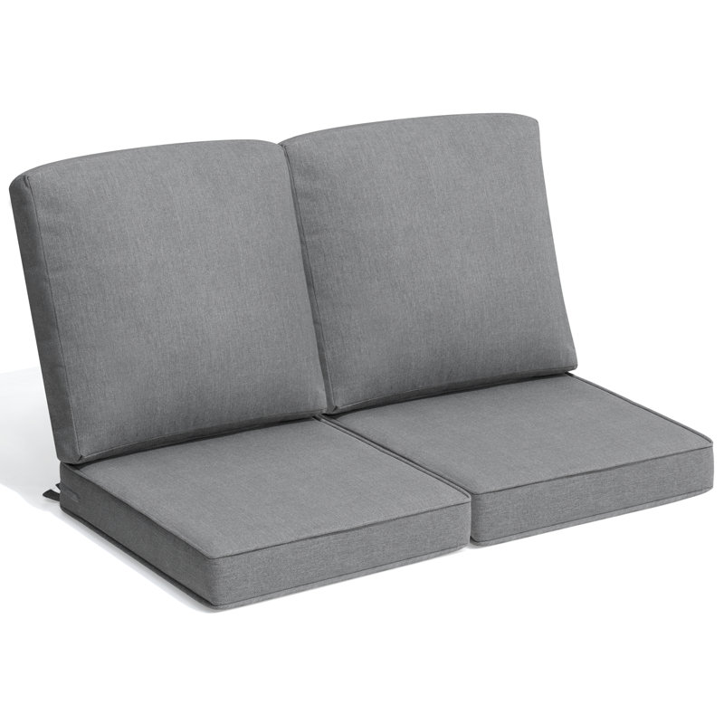 21'' W X 22'' D X 3.5'' H Outdoor Seat / Back Cushion Set, 2, Light Gray