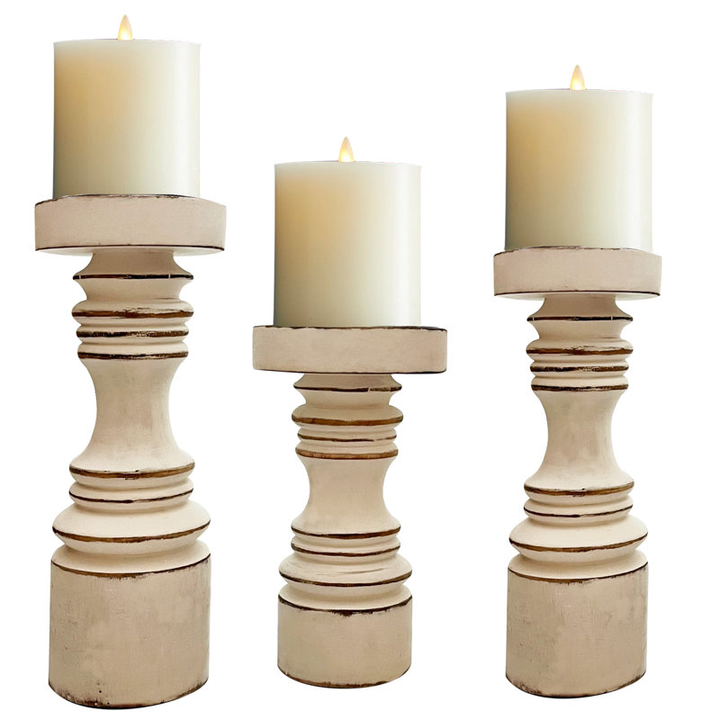 Wood Tabletop Pillar, White