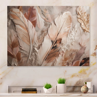 Plumes dorées glamour de Boho Fantasy V - décoration murale en métal Glam Feather