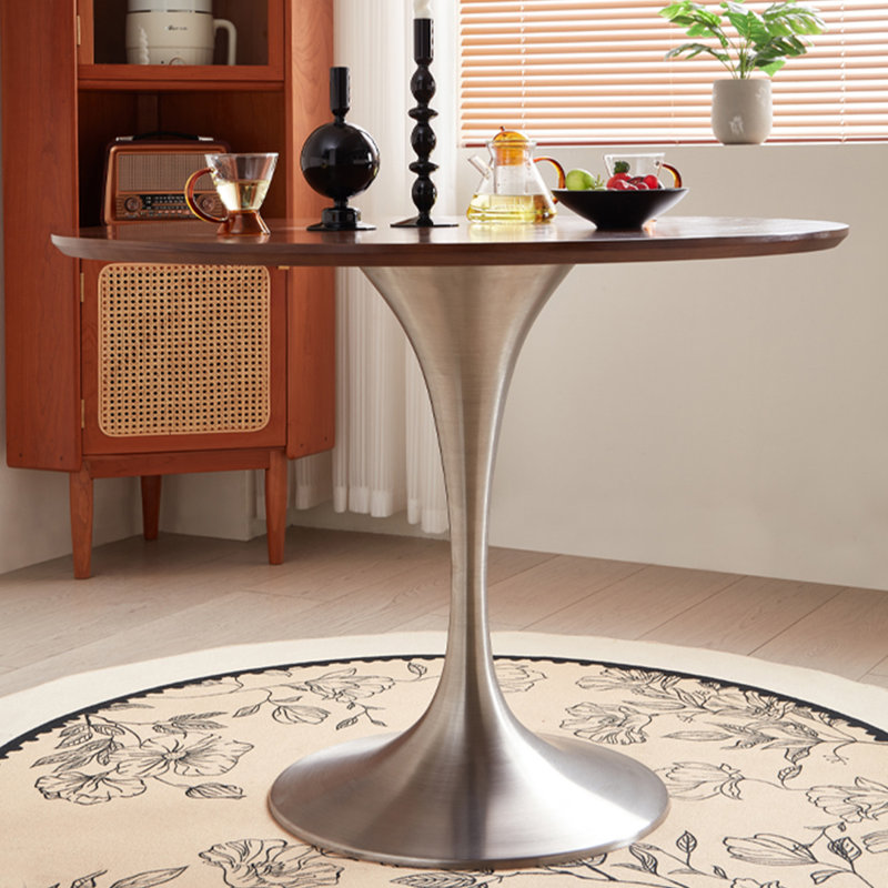 Walnut Round Solid Wood Dining table, 29.53"H x 39.37"L x 39.37"W