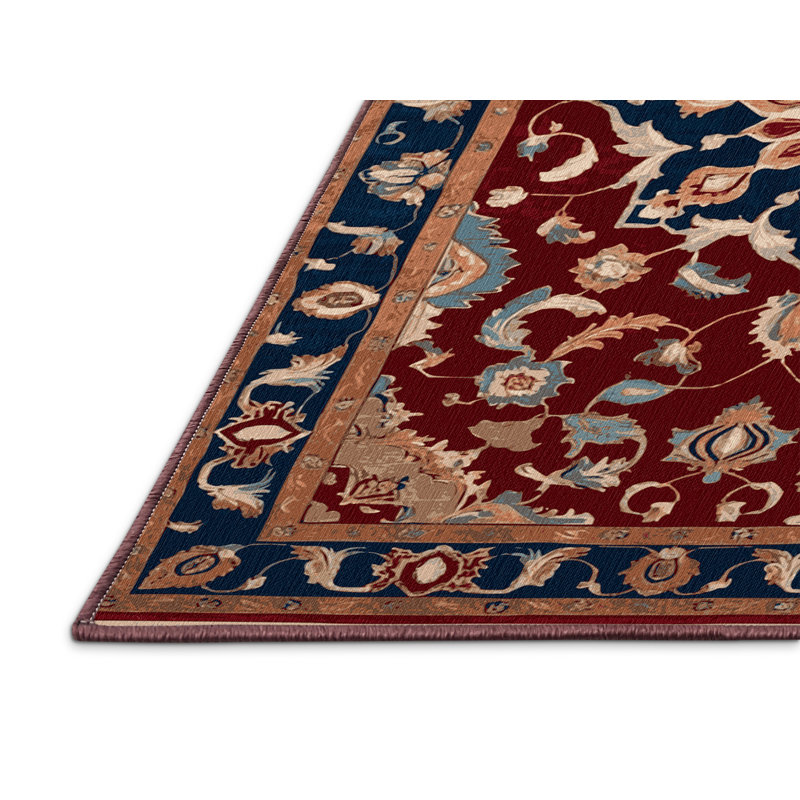 Machine Washable Tabriz Red Area Rug, Rectangulaire 8 pi x 12 pi