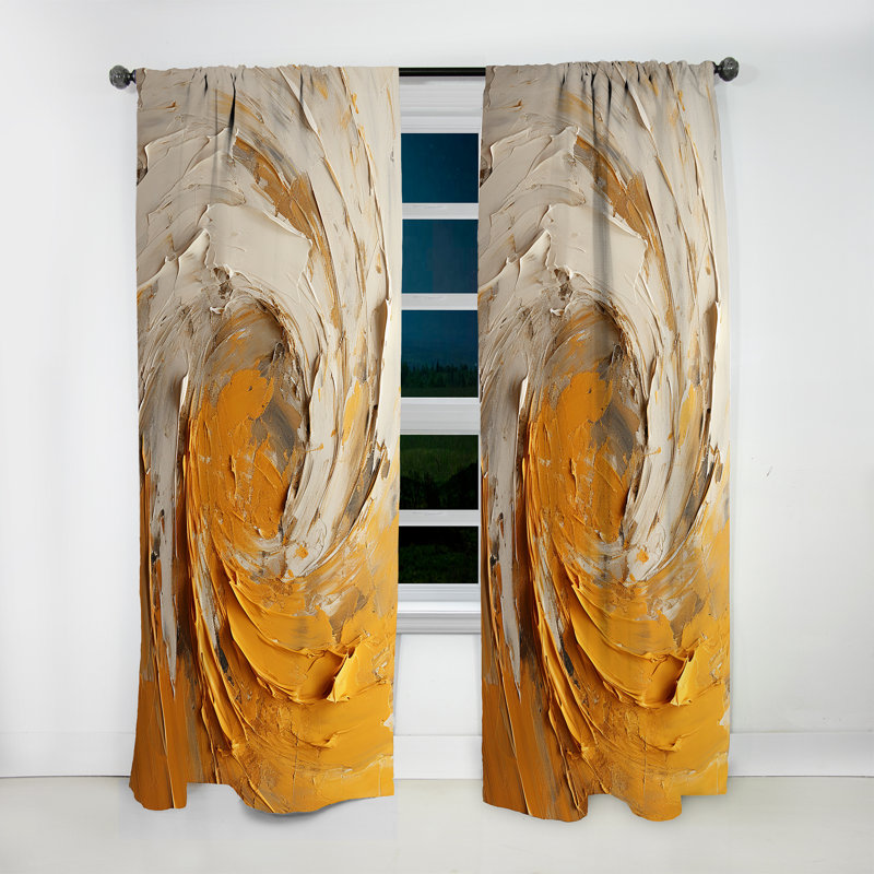 Joana Golden Lemon Zest Spiral - Abstract Spirals Curtain - Velvet Room Darkening - 1 Panel, 52" W x 63" L