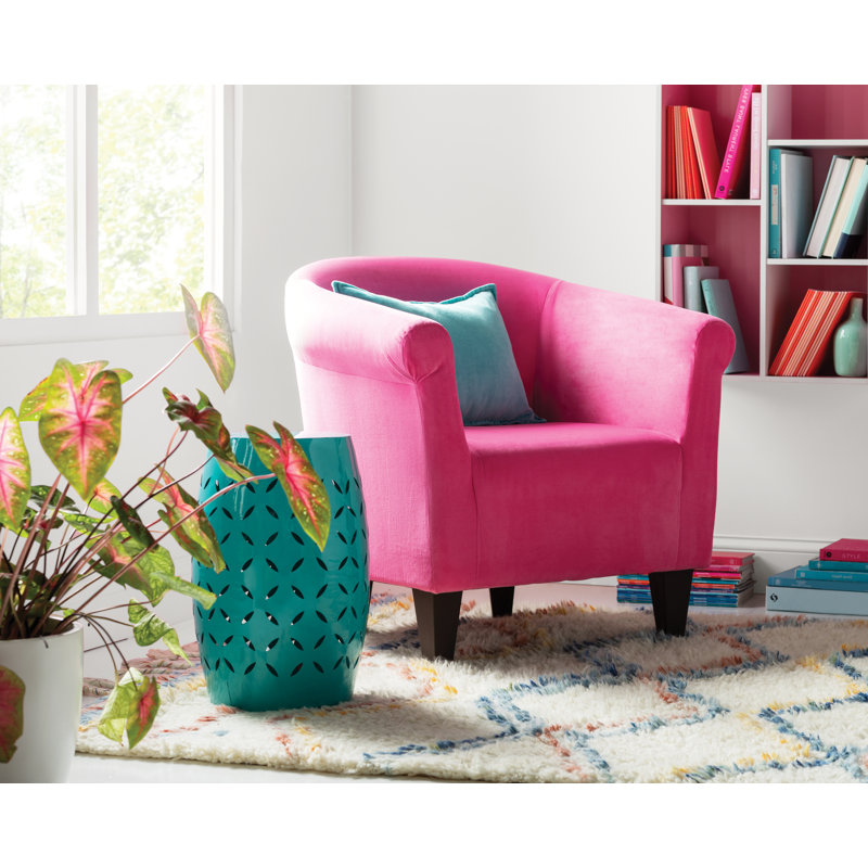 Fauteuil demi-tonneau l 32 po Liam, Microfibre / microsuède rose