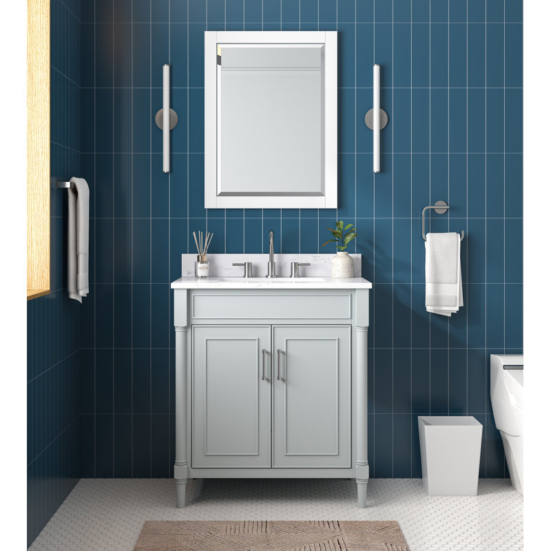 Addison 30" Free Standing Single Bathroom Vanity with Engineered Stone Top, Light Grey finish