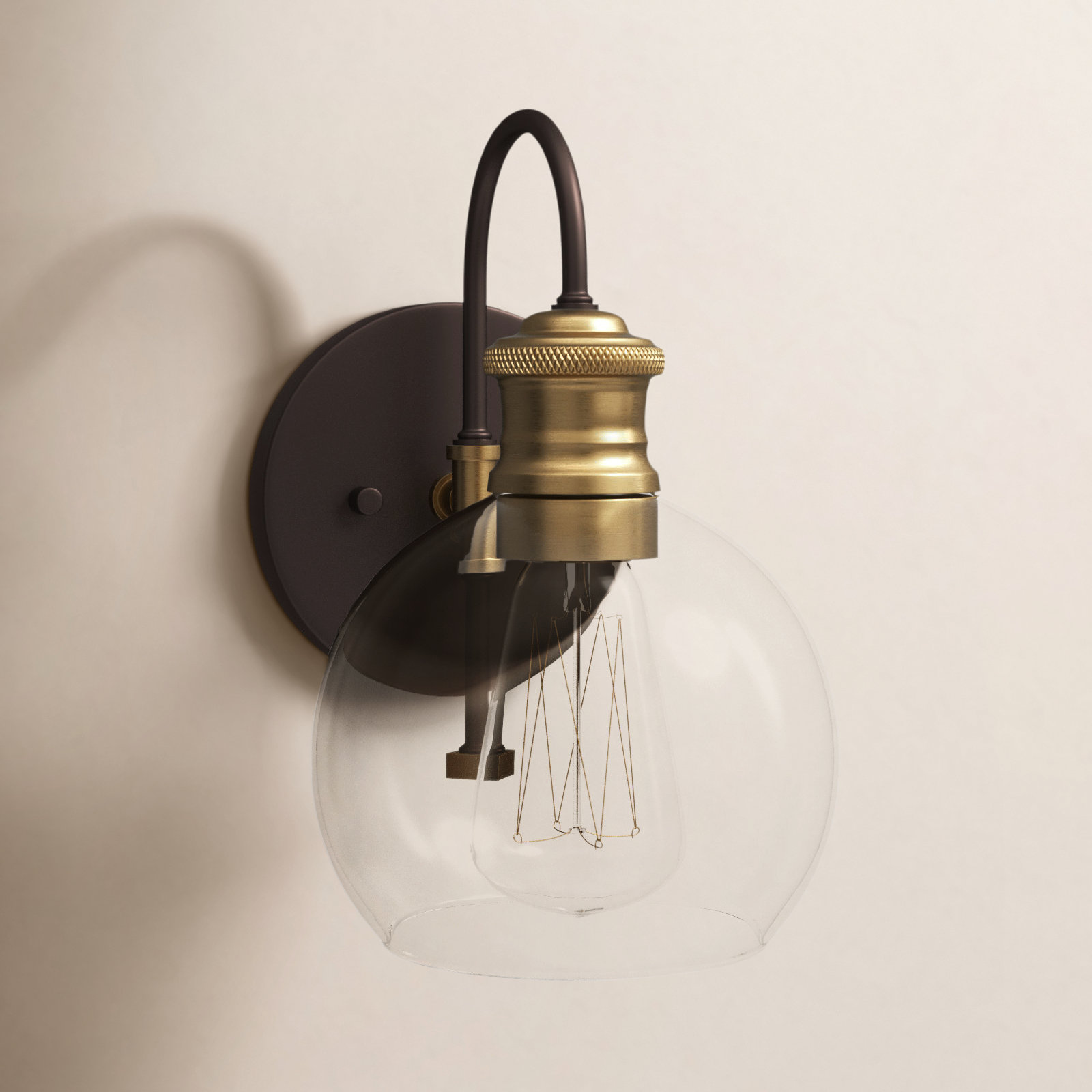Brianna Outdoor Wall Lantern, Oil Rubbed Bronze with Natural Brass
