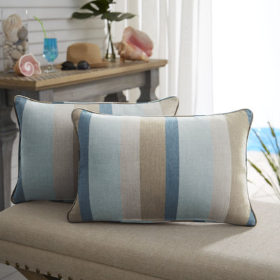 Striped Outdoor Reversible Throw Pillow