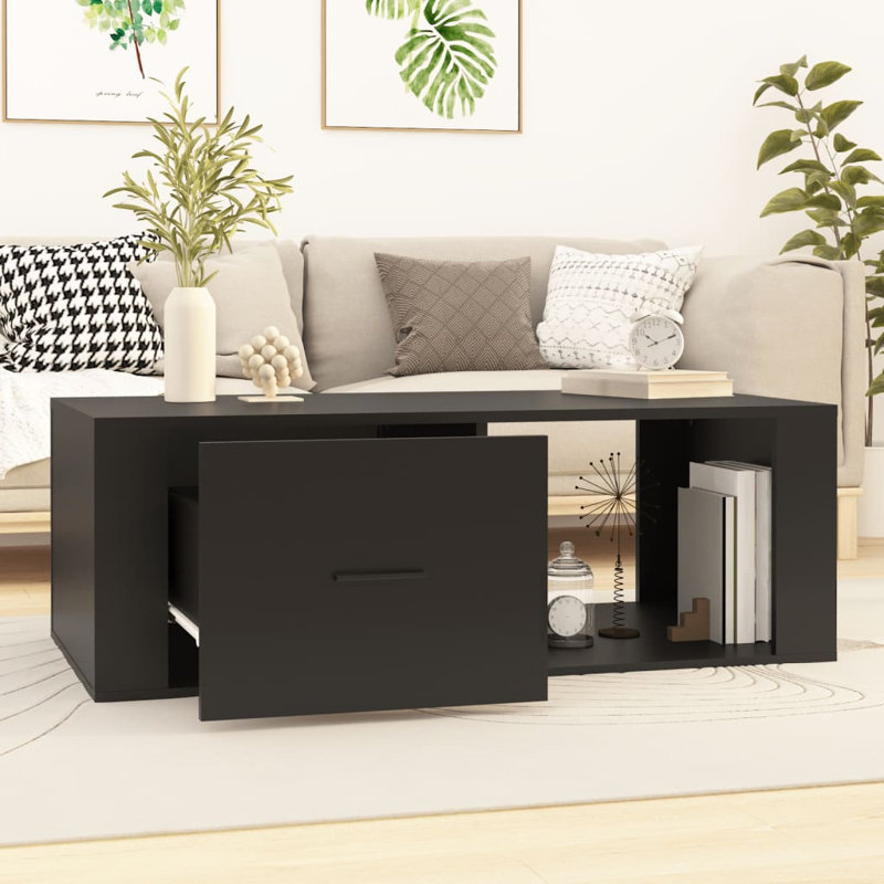 Rolph Floor Shelf Coffee Table with Storage, White