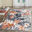 Tapis bleu / orange en polypropylène tissé à la machine Floral-1040994877