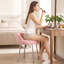 Chaise de coiffeuse avec tabouret d'appoint à dossier bas pour salle de bain et salon, velours, rose-1164847274
