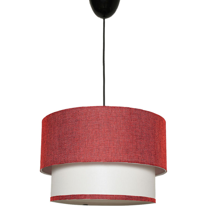 Luminaire suspendu cylindrique à 1 lumière Otoe, Noir, Rouge / blanc