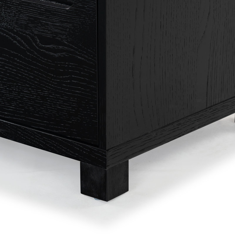Tobiette 2 Drawer Wood Nightstand, Black