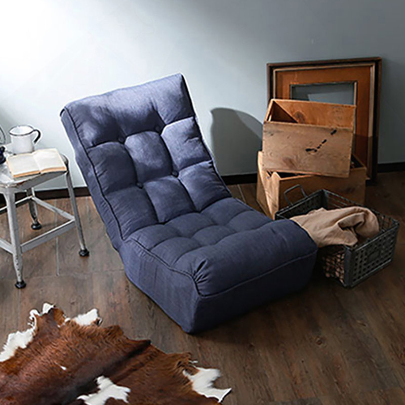 Boneless Modern Single Sofa, Linen Navy