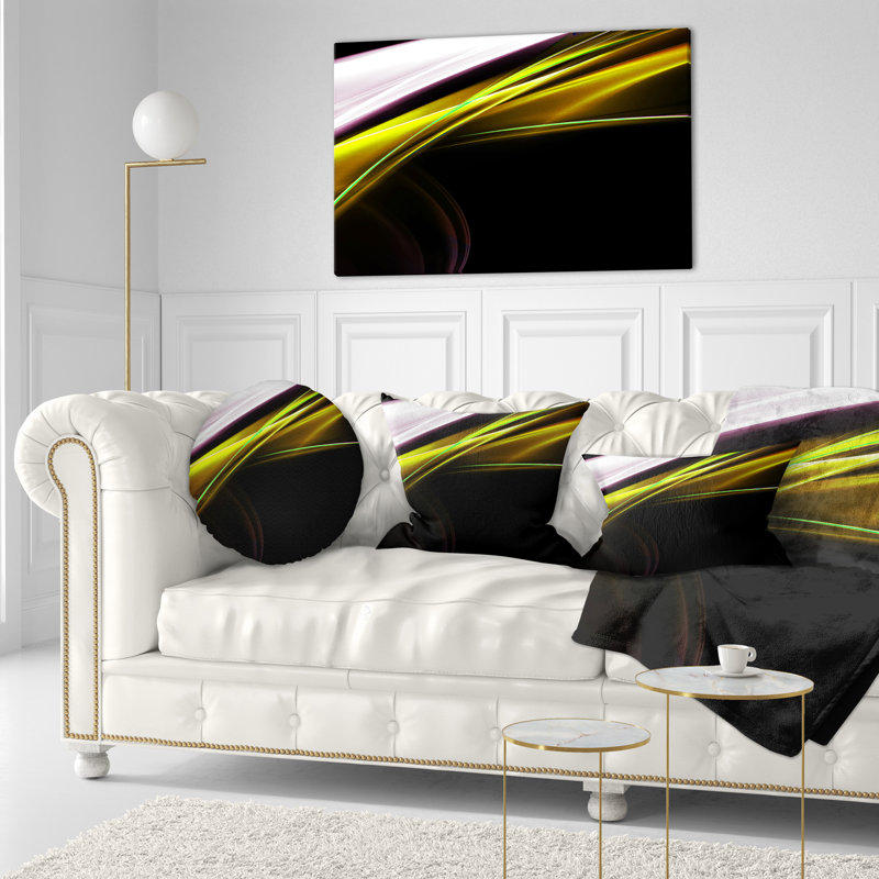 Fractal Lines Golden White - coussin imprimé abstrait