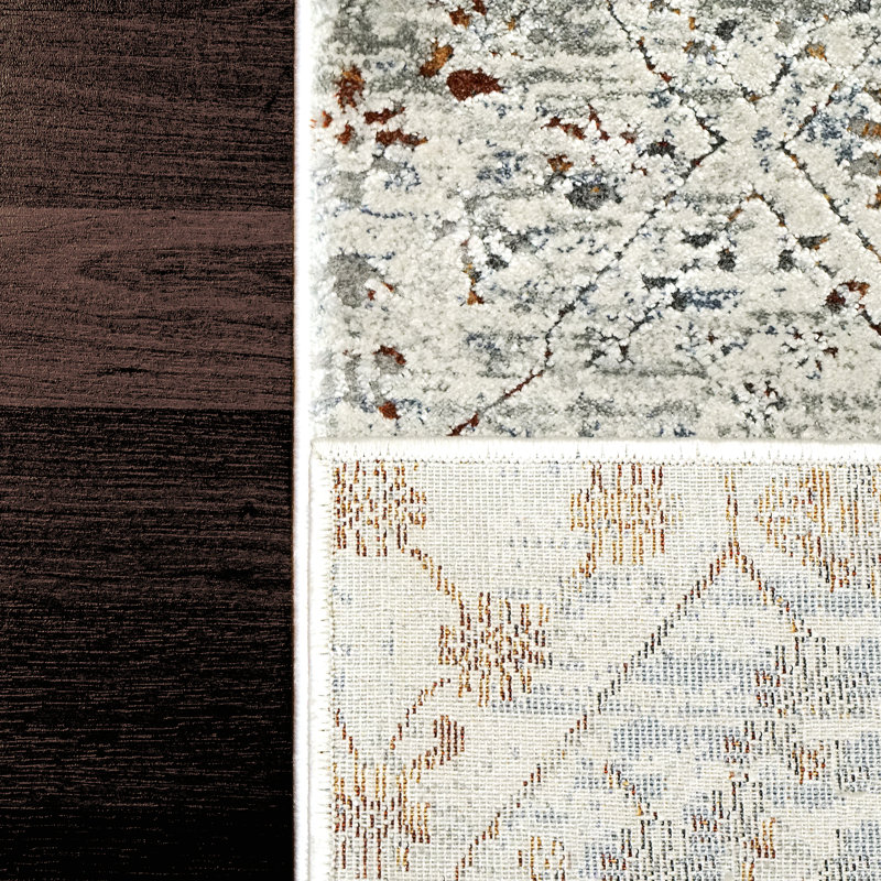 Tapis abstrait gris, Rectangle 6 pi 7 po x 9 pi 6 po