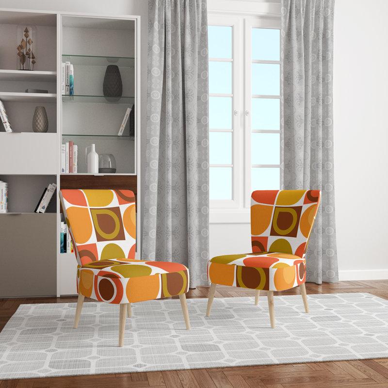 Abstract Retro Geometric Pattern VI - Mid-Century Upholstered Side Chair