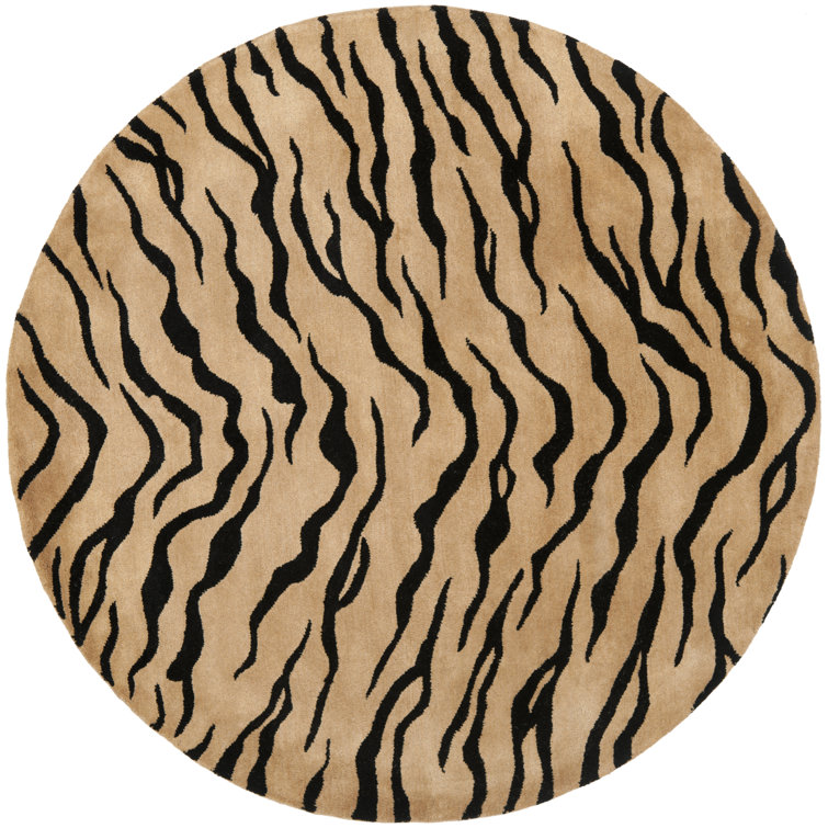 Nonia Animal Print Handmade Tufted Wool Gold/Black Area Rug