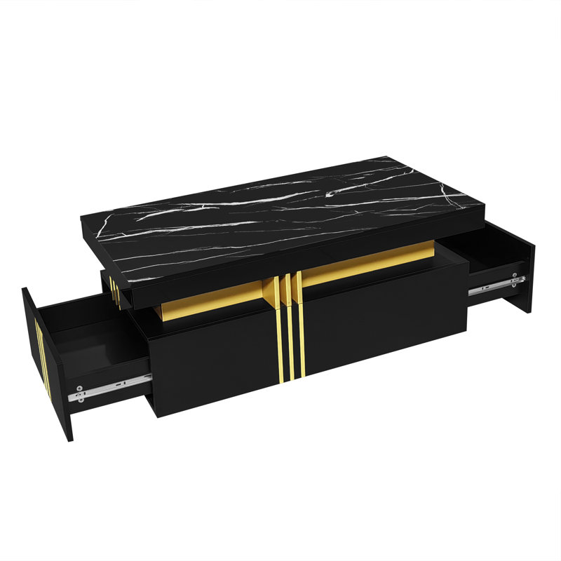 Aftina Coffee Table with Storage, Black