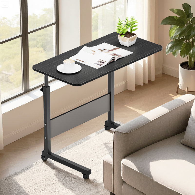 Height Adjustable Standing Desk With Lockable Rolling Wheels For Home Office, Living Room And Bedroom, Portable Side Table For Sofa And Bed