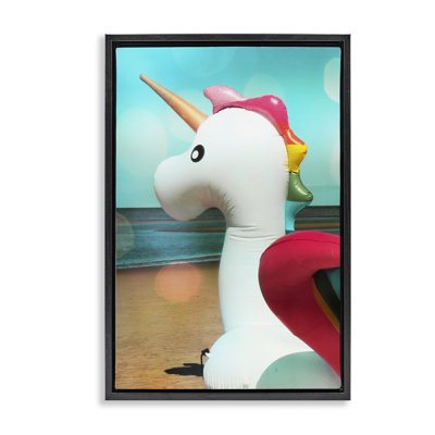  Unicorn Basking in Bokeh Framed Floater Canvas by Graffi*tee Studios