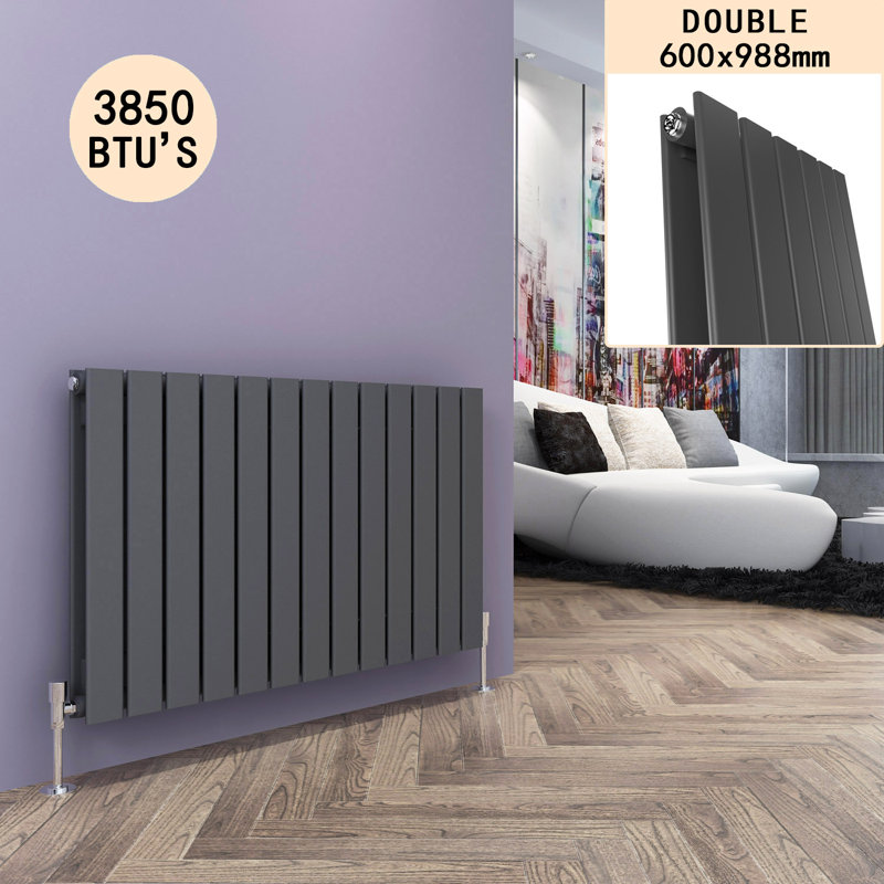 Tanya Horizontal Designer Radiator, 60cm H x 98.8cm W x 6.1cm D, Anthracite