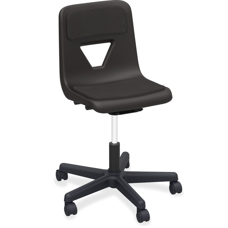 Chaise de salle de classe à cinq pieds avec roulettes, Noir, Noir