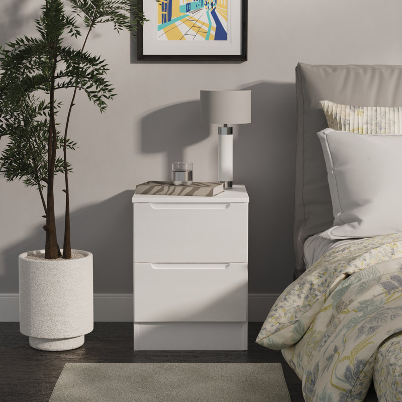 Bisma 37cm W Manufactured Wood Bedside Table, White