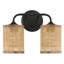 Meuble-lavabo double avec abat-jour en rotin naturel