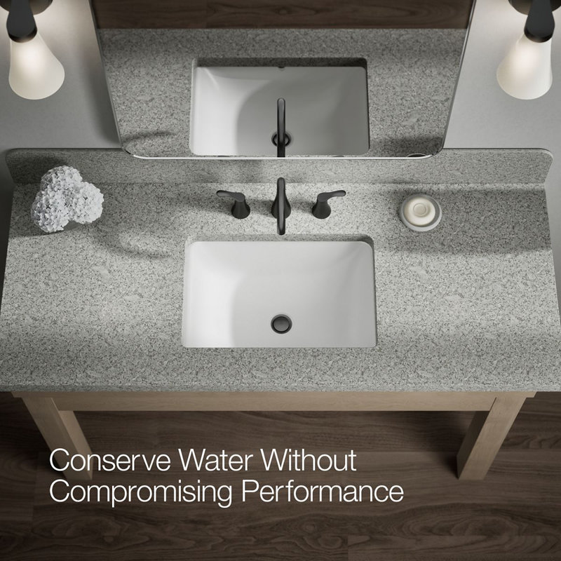 Simplice Widespread Bathroom Sink Faucet, Three-Hole Bathroom Faucet with Clicker Drain, 0.5 GPM, Matte Black