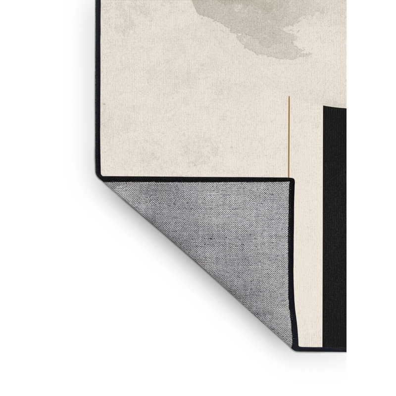 Machine Washable Orlena Minimalist Rug in Black – Black Binding, 2 x 5