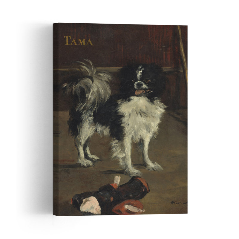 Tama, le chien japonais, vers 1875. Estampe d'art mural contemporain impressionniste représentant un chien.