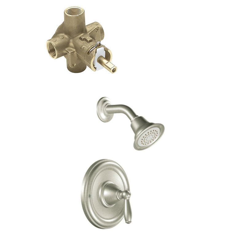 Robinet de douche Brantford avec valve brute et Posi-Temp, Nickel brossé